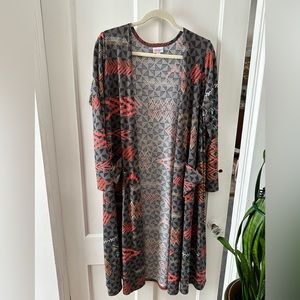 Tribal Print LuLaRoe Sarah. Long Kimono!  Great Grey/Pink/Gold/Teal!